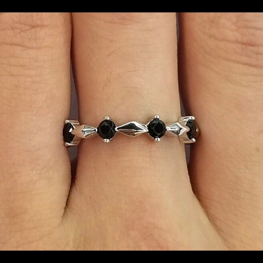 Eternity Thin Black Spinal Cubic Zirconia Ring